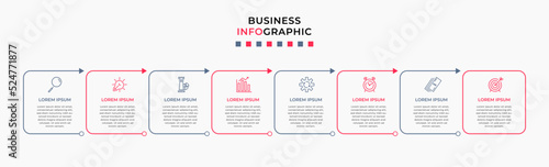 Vector Infographic design business template with icons and 8 options or steps. Can be used for process diagram, presentations, workflow layout, banner, flow chart, info graph