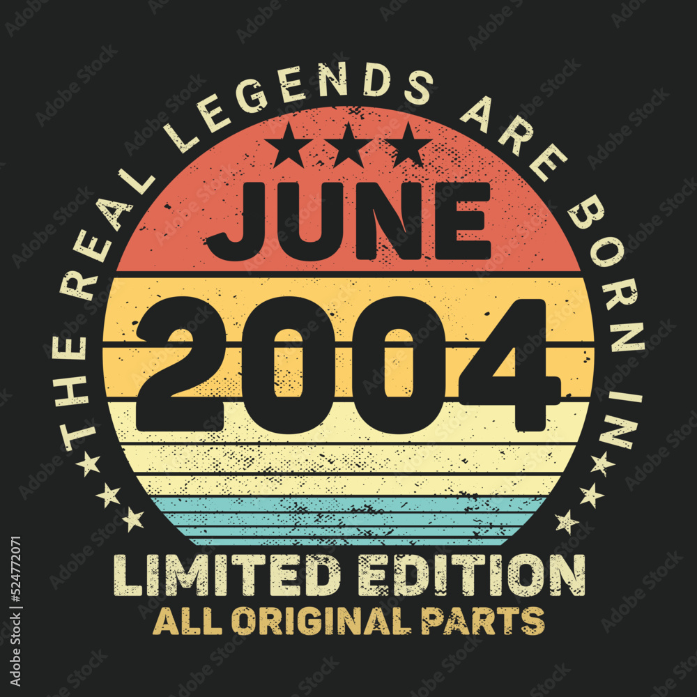 The Real Legends Are Born In June 2004, Birthday gifts for women or men, Vintage birthday shirts for wives or husbands, anniversary T-shirts for sisters or brother