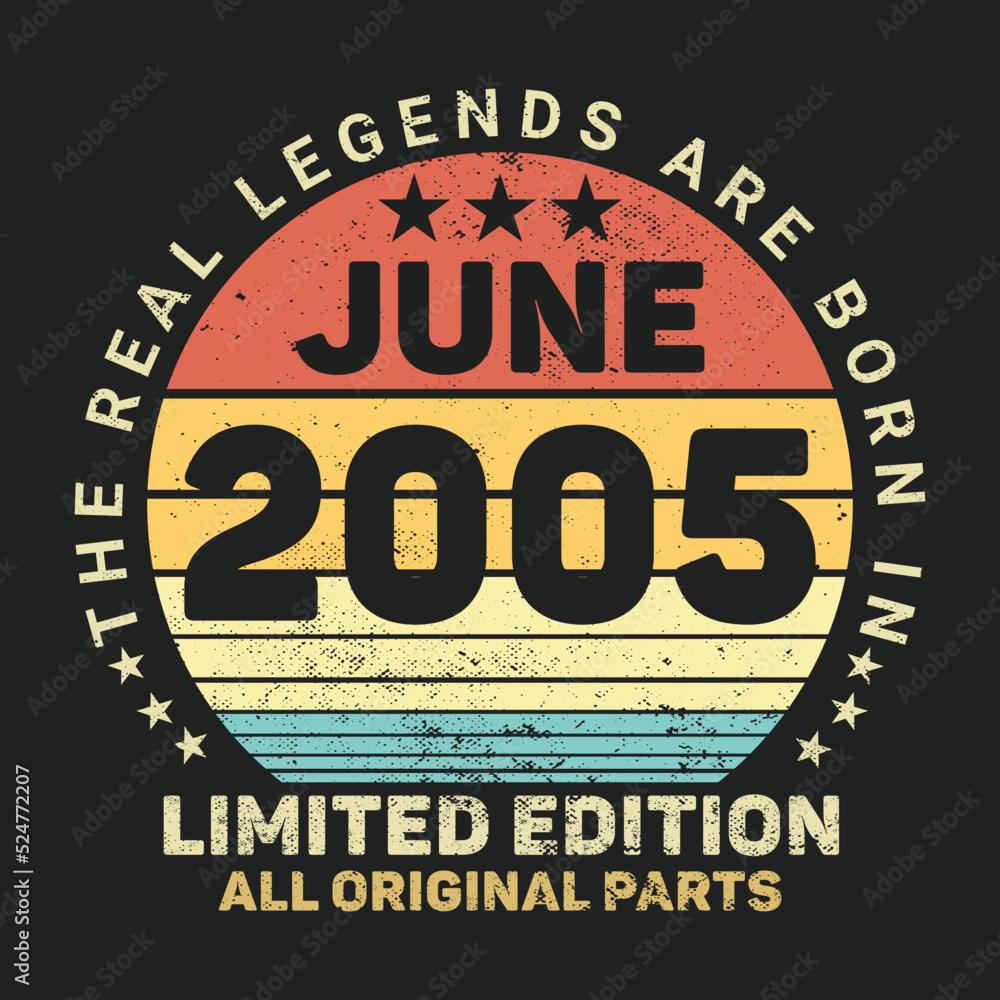 The Real Legends Are Born In June 2005, Birthday gifts for women or men, Vintage birthday shirts for wives or husbands, anniversary T-shirts for sisters or brother