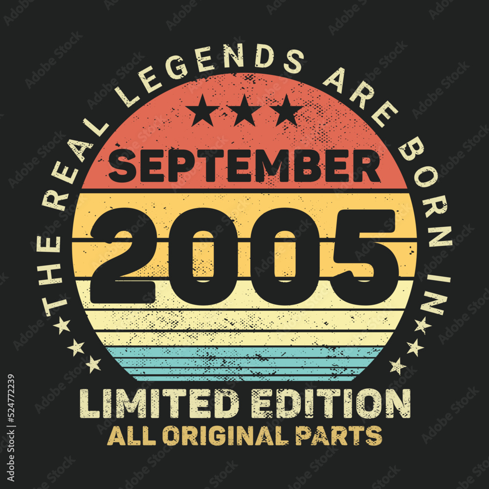 The Real Legends Are Born In September 2005, Birthday gifts for women or men, Vintage birthday shirts for wives or husbands, anniversary T-shirts for sisters or brother