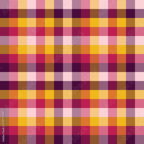 Colorful seamless tartan pattern. Checkered tartan with warm tone color. Plaid pattern.