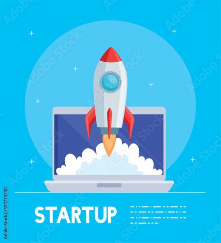 rocket start up in laptop