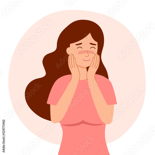 Shy girl concept vector illustration on white background.