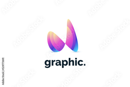 Abstract Letter N Logo in Colorful Gradient Style. Modern N Logo Icon