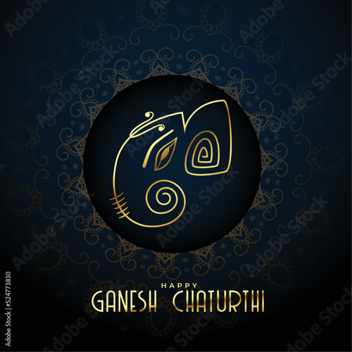 premium ganesh chaturthi festival background with golden lord ganesha