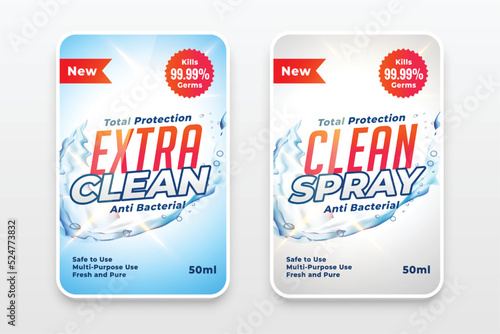 extra clean detergent labels stickers design set