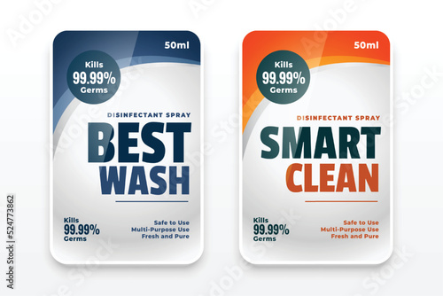 clean detergent labels set in two colors