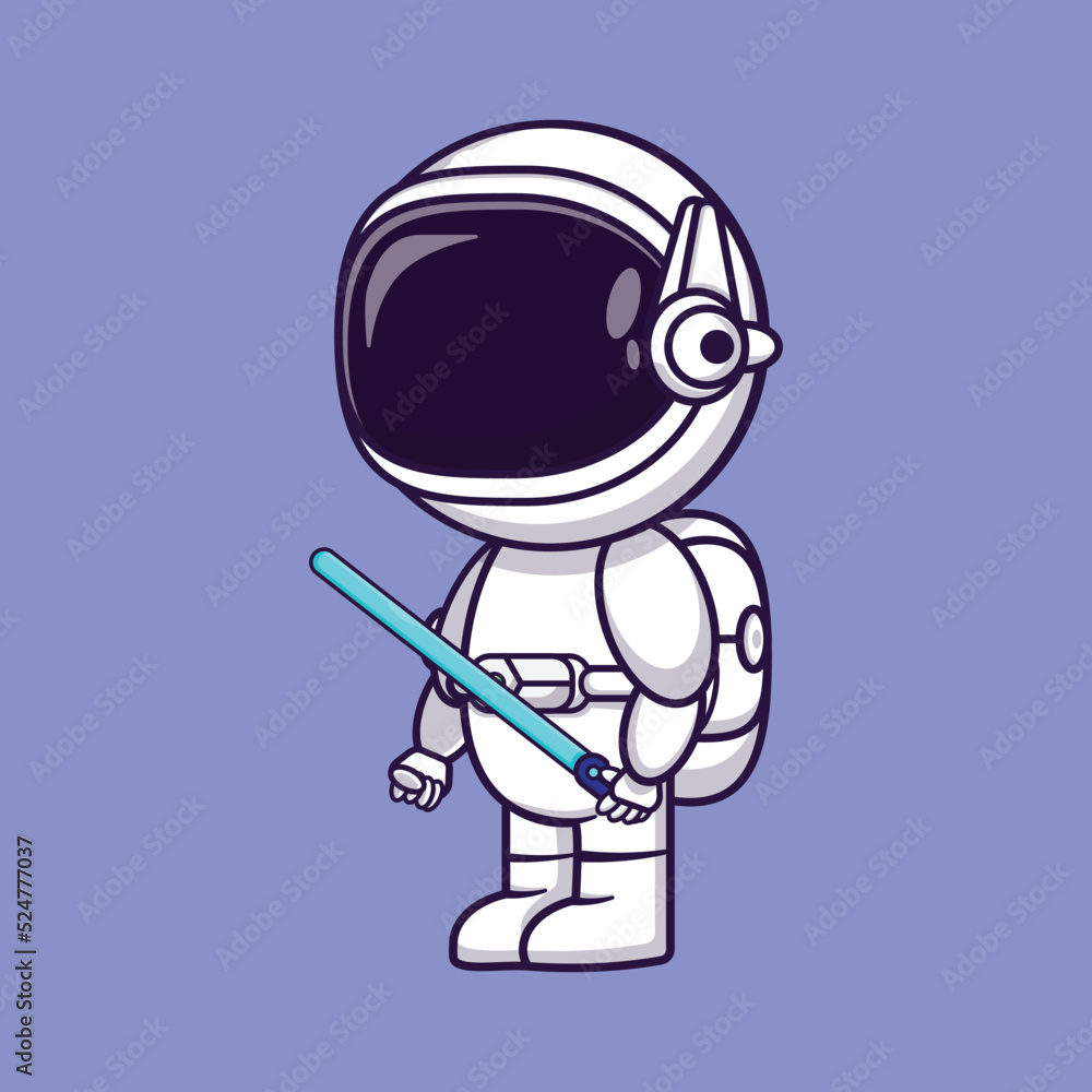 Fototapeta premium Astronaut carrying laser sword. Fantasy Concept. Simple premium design