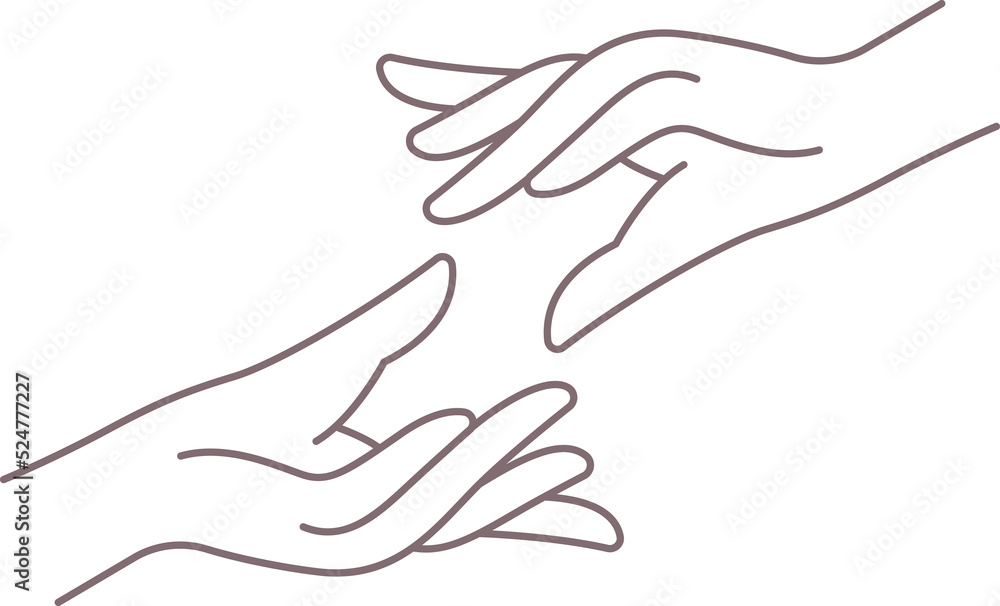 two hands coordination element line illustration