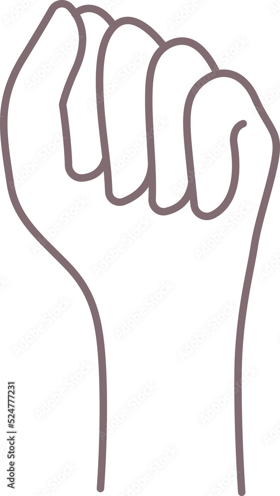 Obraz premium fist handful hand element and quiet gesture line art illustration
