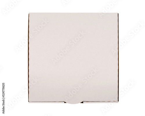 Plain white pizza box top isolated flat transparent background photo PNG file