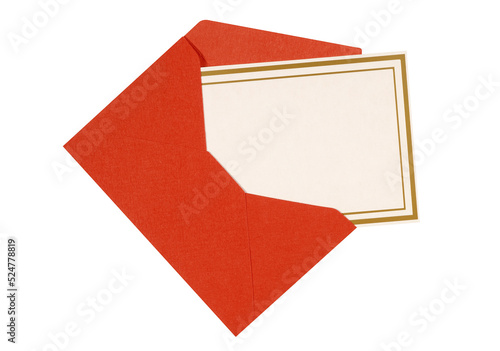 Invitation or messgae card with red envelope isolated transparent background photo PNG file photo