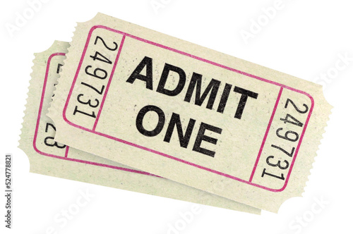 Two pair admit one movie tickets isolated transparent background photo PNG file