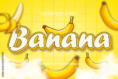 banana food logo typography lettering 3d editable text effect font style template background