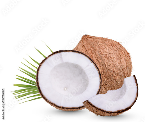 Coconut with leaves Isolated on transparent background (.PNG)