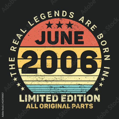 The Real Legends Are Born In June 2006, Birthday gifts for women or men, Vintage birthday shirts for wives or husbands, anniversary T-shirts for sisters or brother