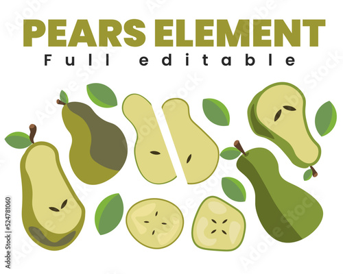 VECTOR PERAS FRUTA OTOÑAL