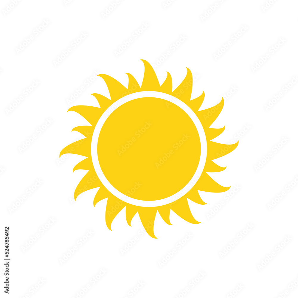 Vector cartoon yellow sun Shining light rays to heat the summer. Isolated on white background. Vector cartoon yellow sun Shining light rays to heat the summer. Isolated on white background.