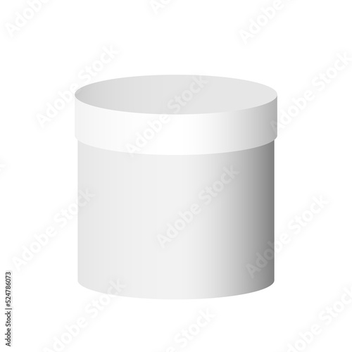 Plastic round container box package design illustration template. Round Gift Box White On White Background Isolated. Ready For Your Design. Product Packing jpeg image jpg illustration