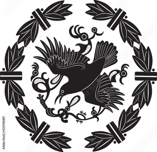 crow bird with floral frame