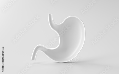Blank human stomach 3d isolated on white digestion anatomy background with organ internal health body digestive biology system or medical healthy concept and empty esophagus abdomen gastric object. photo