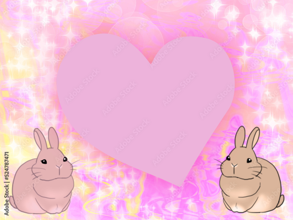 動物　うさぎとハート