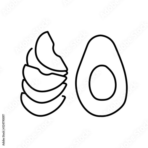 Half and slices avocado color line icon. Natural vegetable.