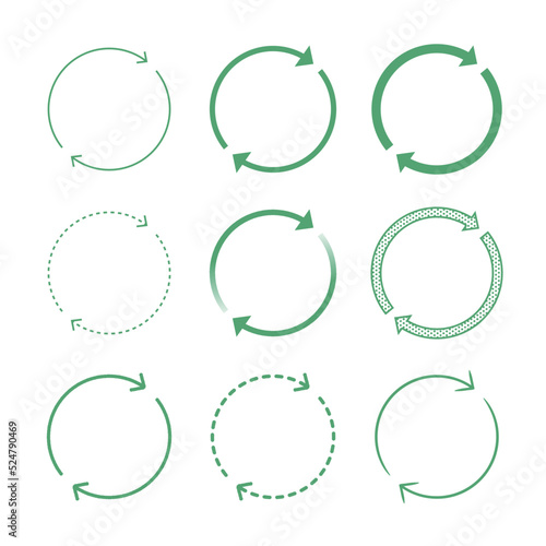 巴型の矢印のセット 回転、段階、プロセス、循環、繰り返し、サイクル
