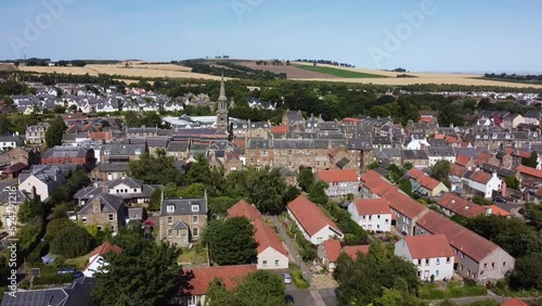 Haddington town centre aerial view, Scotland, UK