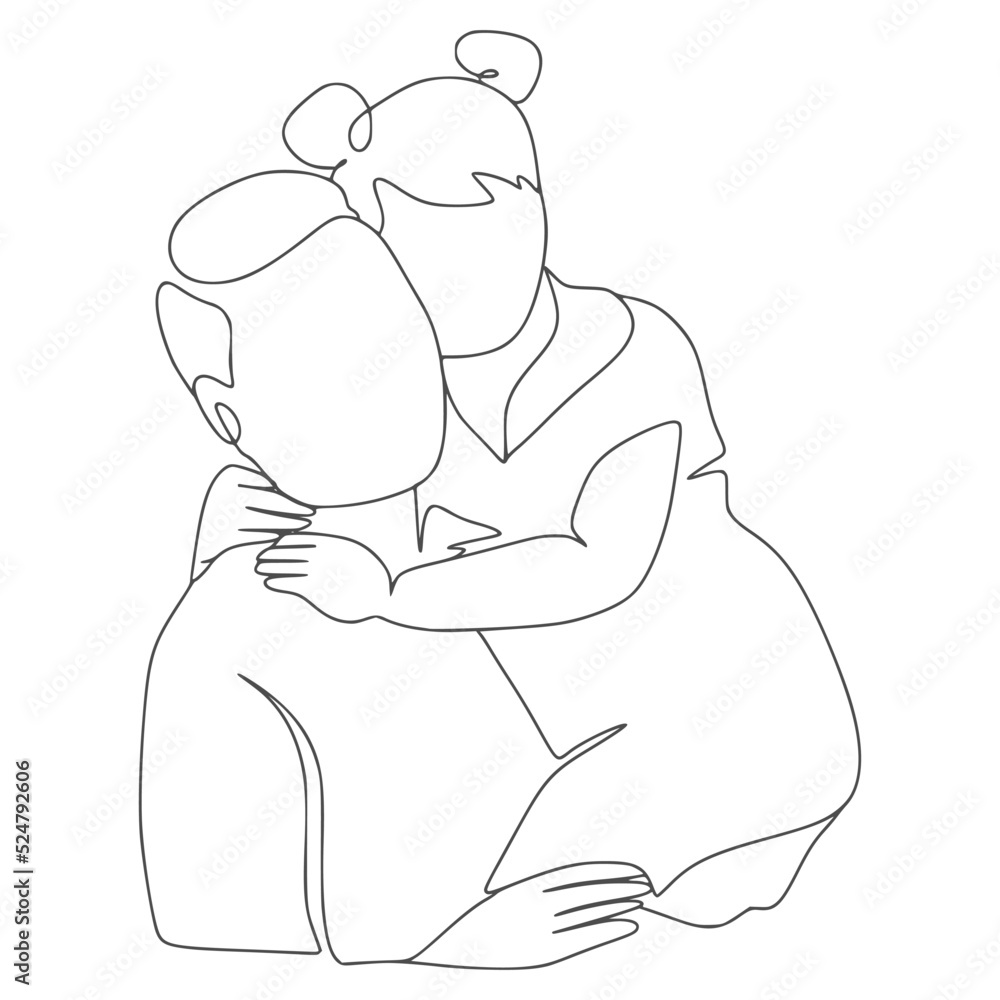 Minimalist Lineart Father and Daughter Monoline Line art Illustration Vector Minimalist Lineart Father and Daughter Monoline Line art Illustration Vector