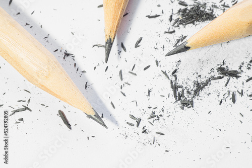 Billede på lærred Group of sharpened pencil with graphite remnants