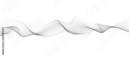 Abstract dynamic smooth wave. Sound wave concept. Futuristic particle flow on a white background. Digital impulse equalizer technology. Vector illustration.
