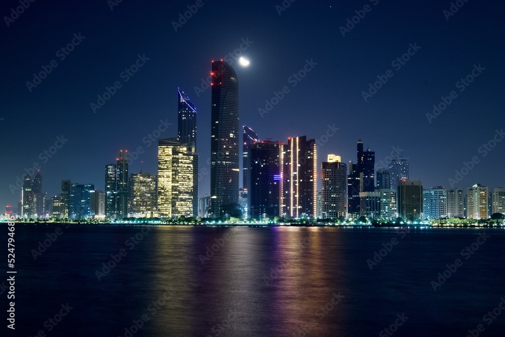 city skyline at night, Abudhabi