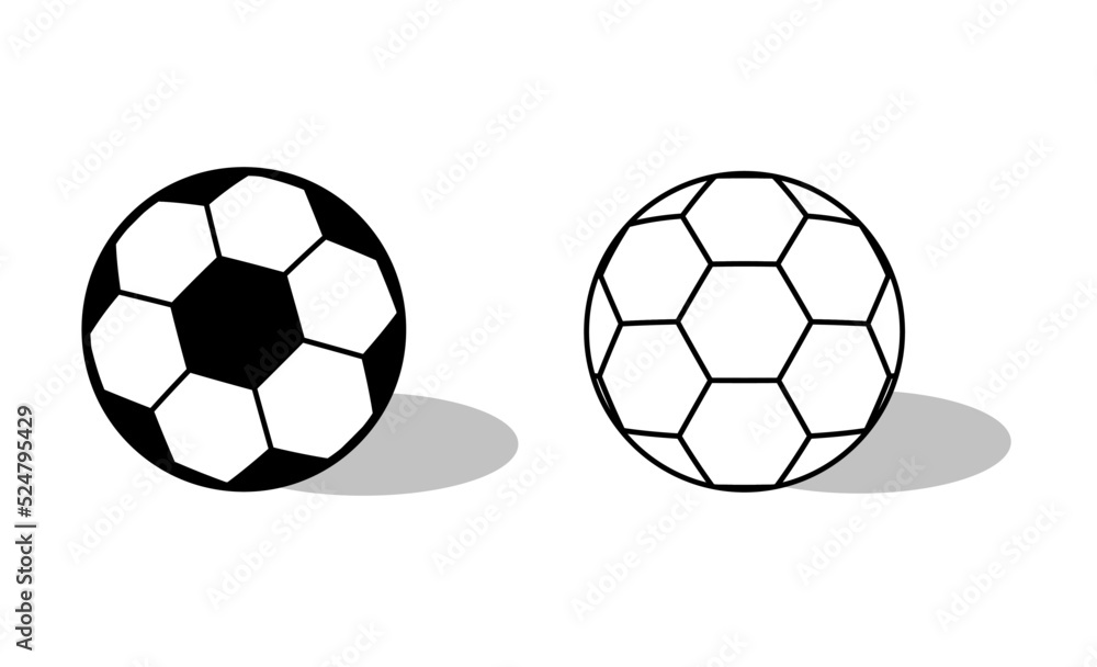 Fototapeta premium Set of Soccer, football ball symbol, single goal isolated design vector illustration, web game object