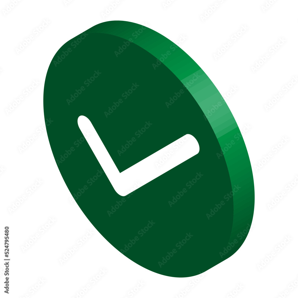 Check isometric mark, tick icon, succes - yes vector illustration isolated on background, vote positive Check isometric mark, tick icon, succes - yes vector illustration isolated on background, vote positive