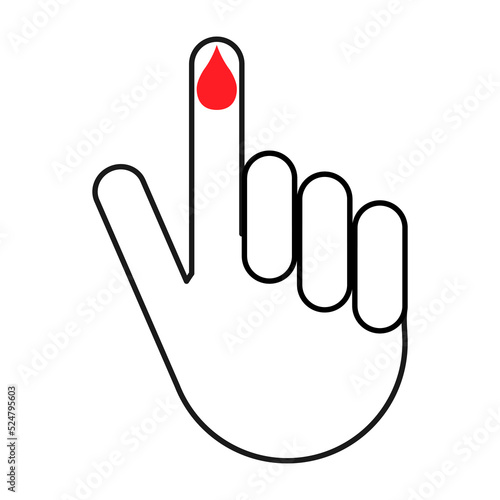 Hand finger with drop blood icon, medical health test symbol, control measurement vector illustration
