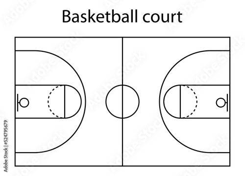 Wallpaper Mural Basketball court icon, floor parquet  area, top american sport symbol, basket field vector illustration Torontodigital.ca