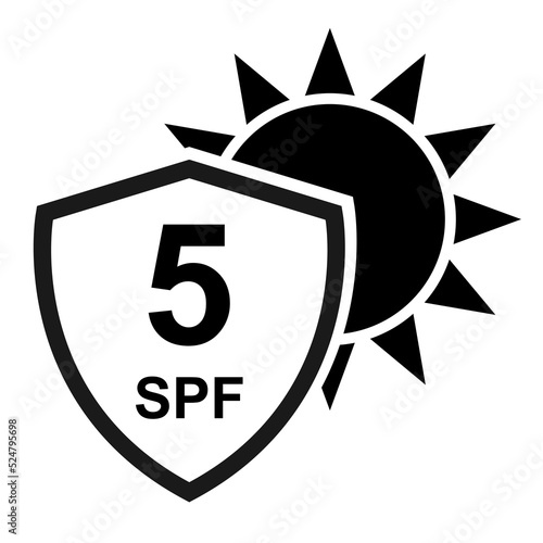Sun protection factor 5 icon, uv radiation block symbol, sun protect skin vector illustration