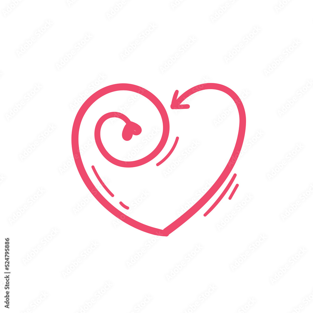 Hand drawn heart line. red heart love on valentines day Hand drawn heart line. red heart love on valentines day