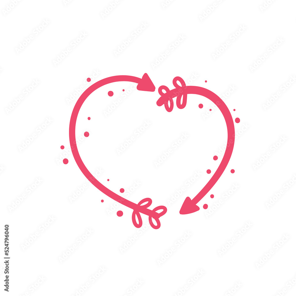 Hand drawn heart line. red heart love on valentines day Hand drawn heart line. red heart love on valentines day