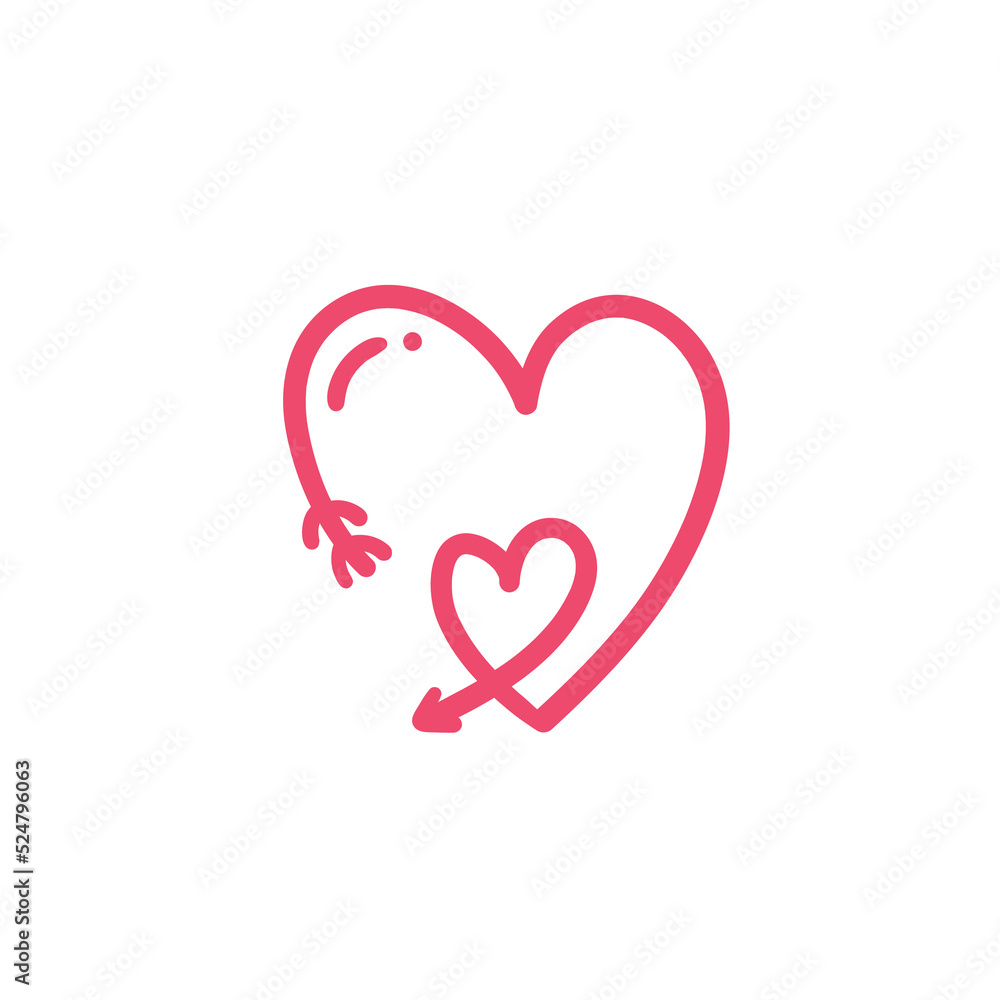 Hand drawn heart line. red heart love on valentines day Hand drawn heart line. red heart love on valentines day