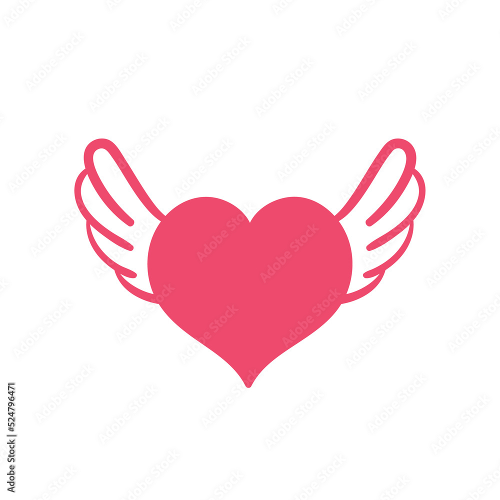Heart with wings. Romantic valentine's day love concept. Heart with wings. Romantic valentine's day love concept.