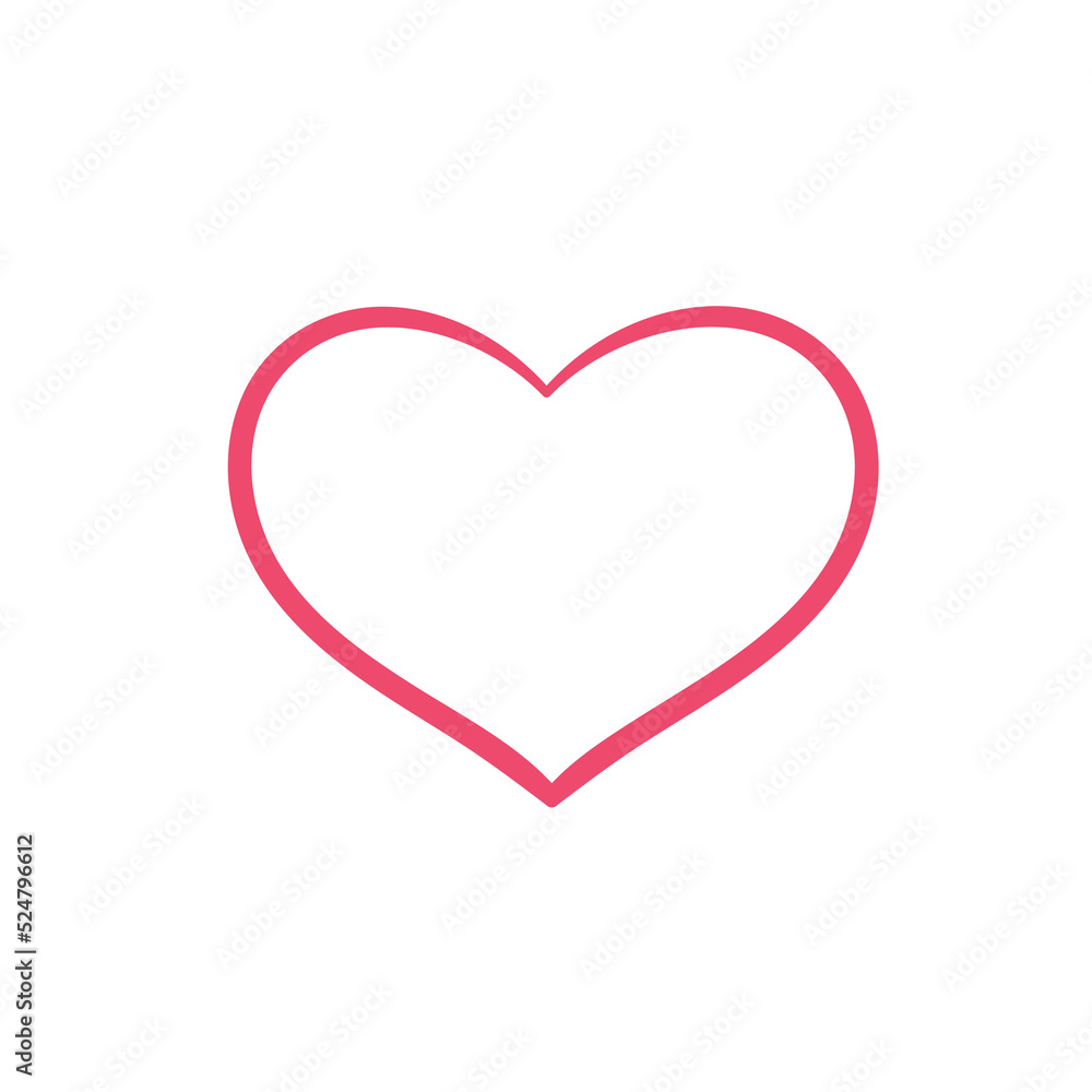 Hand drawn heart line. red heart love on valentines day