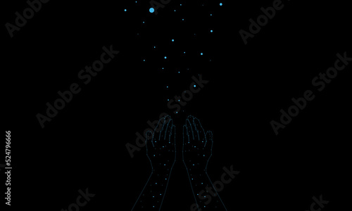 hand pray abstract shine vector illustration