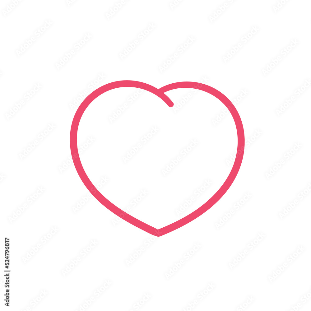 Hand drawn heart line. red heart love on valentines day