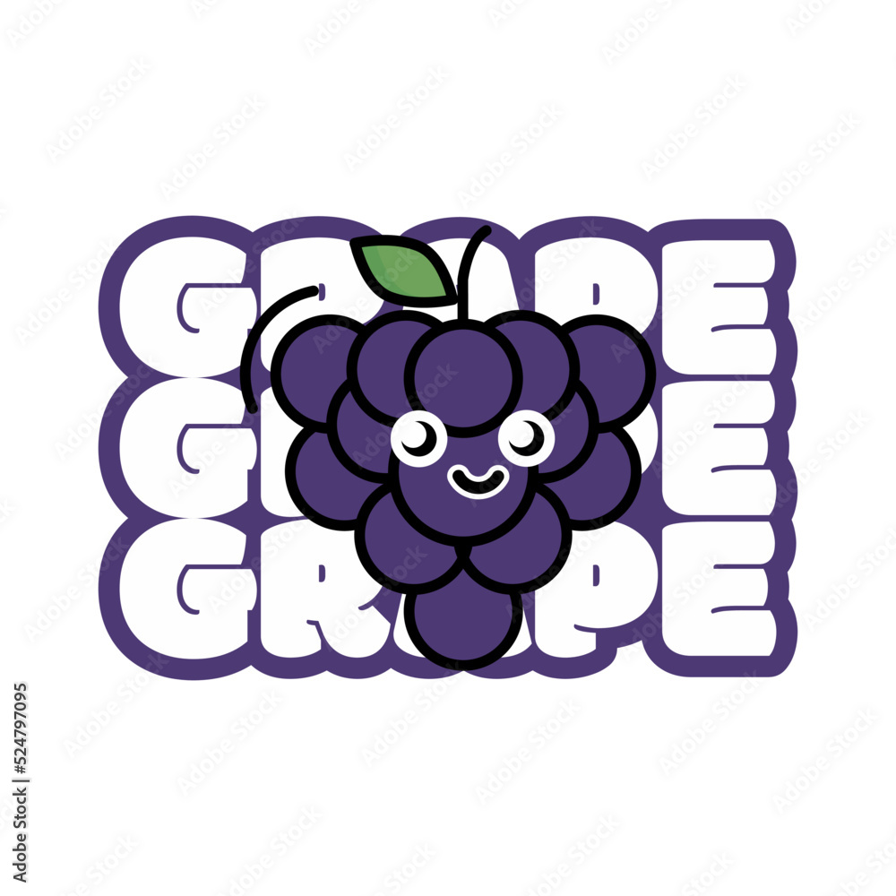 cute grapes vector design suitable to be made as a t-shirt design and printed on various media cute grapes vector design suitable to be made as a t-shirt design and printed on various media
