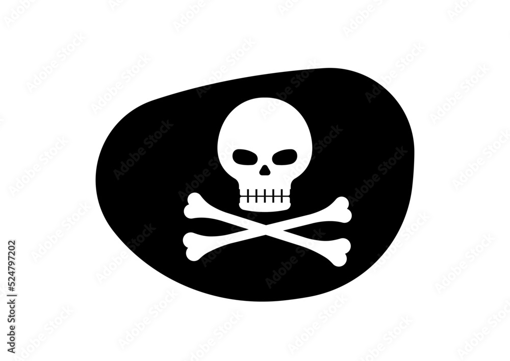 Fototapeta premium Pirate eye patch with skull and cross bones vector illustration.