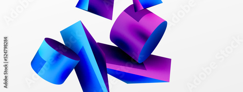 Metallic 3d shape vector geometric background. Trendy techno business template for wallpaper, banner, background or landing