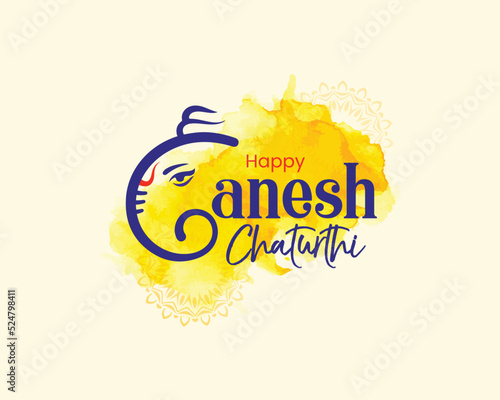 Indian Religious Festival Ganesh Chaturthi Typography Design