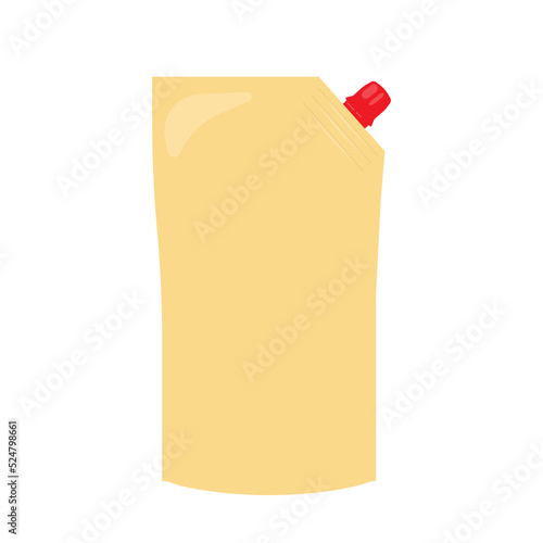 blank plastic doypack stand up pouch with spout. Flexible packaging mock up for food or drink for your design. sauce pack soft cream, milk, sauce, mustard, mayonnaise. vector illustration

